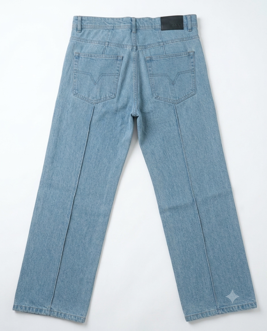 Premium Center Seam Baggy Jeans - Light Wash