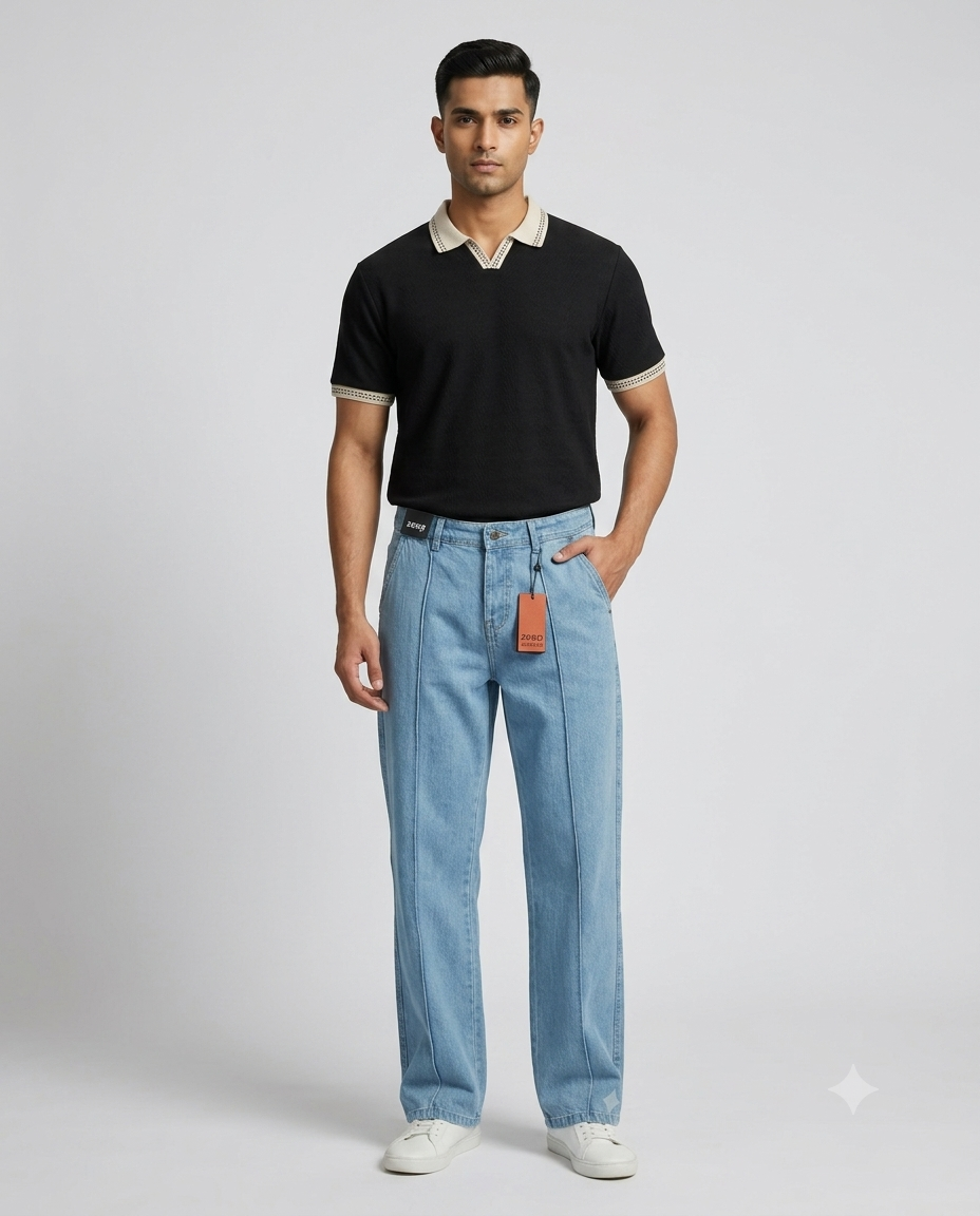 Polo & Denim Combo - Black and Light Wash